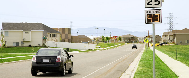 Speed limit sign with speed radar